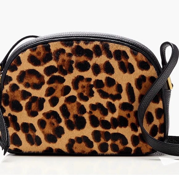 J. Crew Devon Camera Leopard Print Bag Calf Hair NWT - Picture 2 of 6